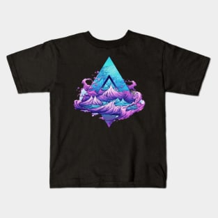 Summer Vaporwave Wave Triangle Kids T-Shirt